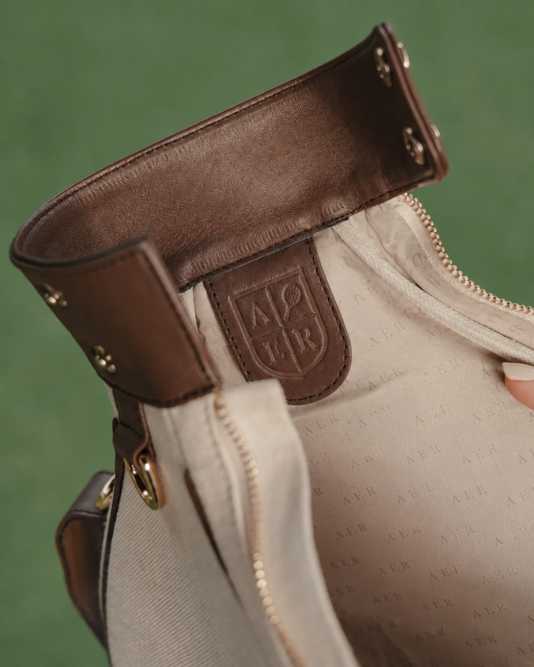 Natural Canvas & Dark Brown Leather Padel Racket Cover