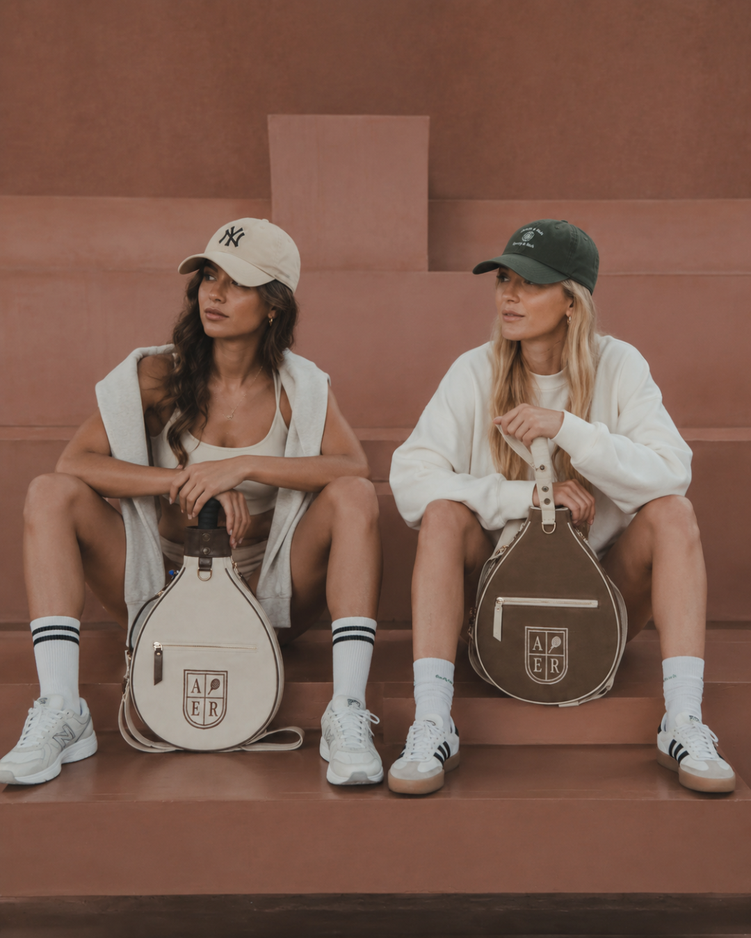 Brown Canvas & Crème Leather Padel Racket Cover